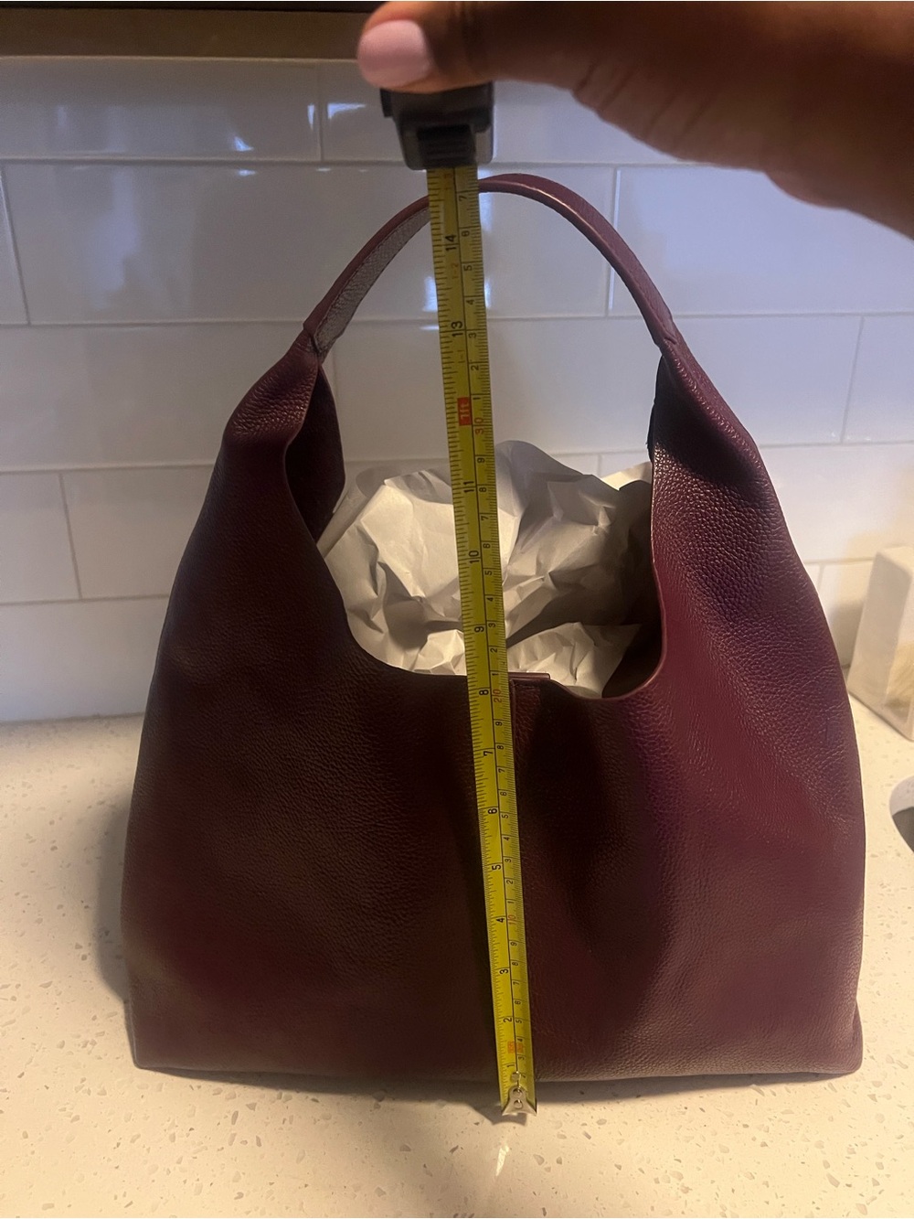 & Other Stories Plum Leather Hobo Shoulder Bag - Picture 16 of 16